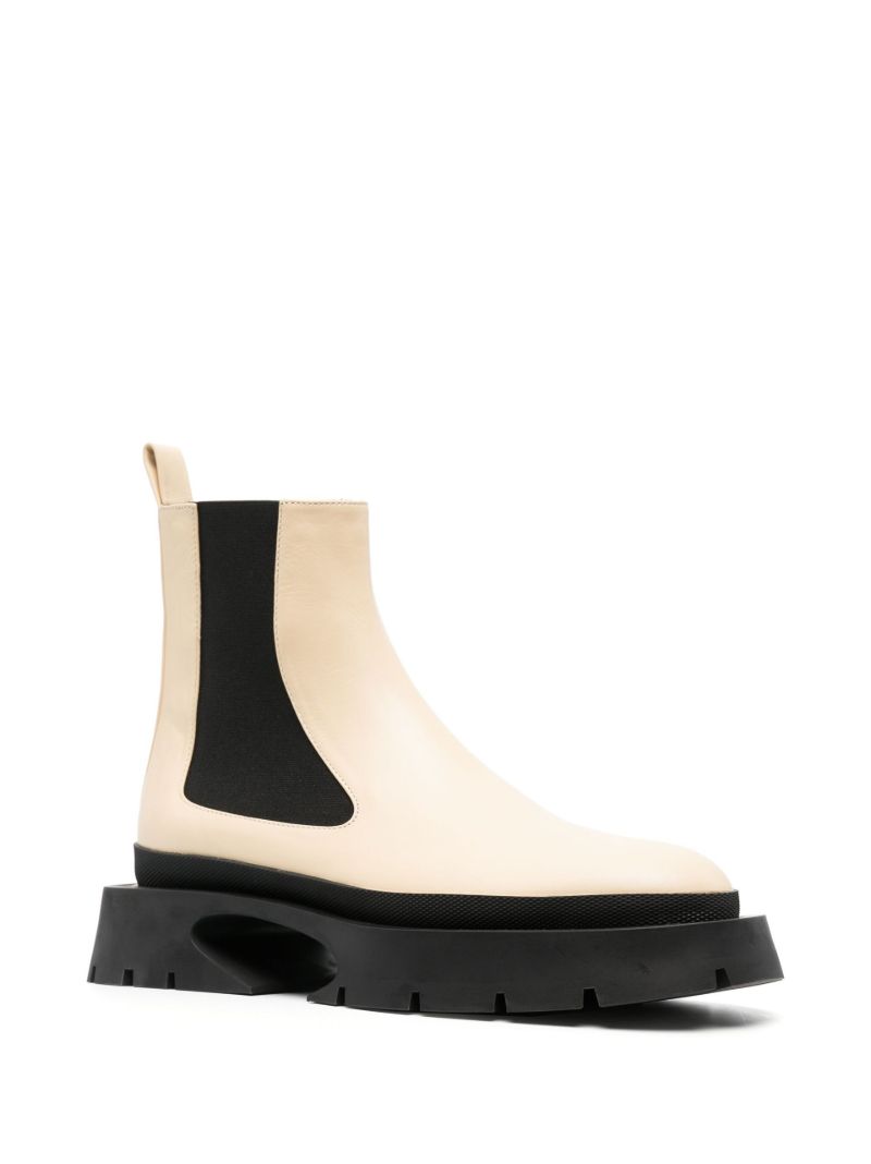 Neutral Leather Chelsea Ankle Boots