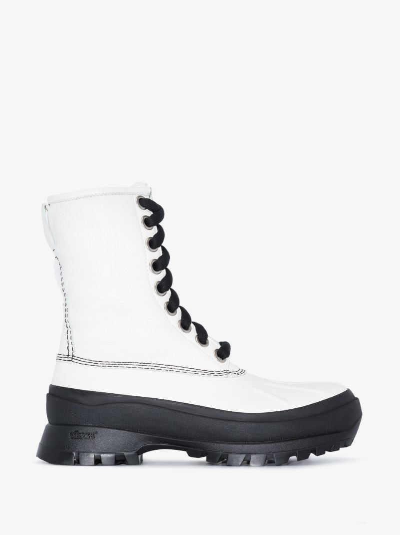 White Chunky Leather Boots