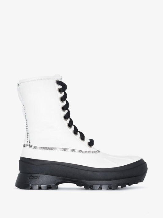 White Chunky Leather Boots