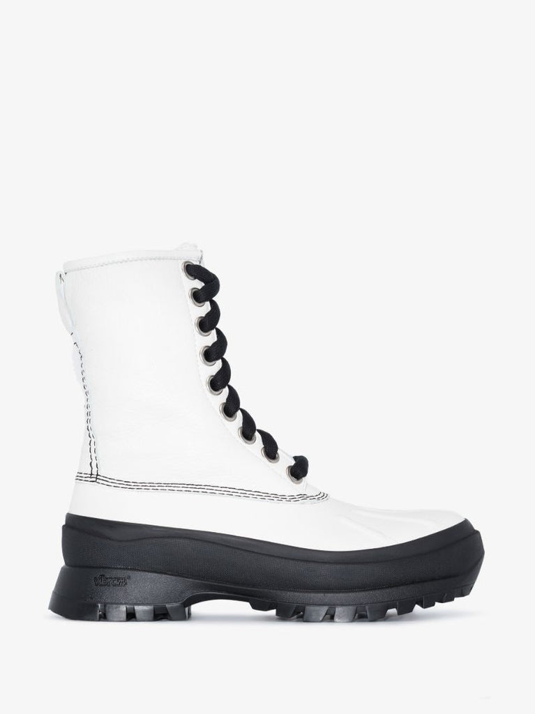 White Chunky Leather Boots