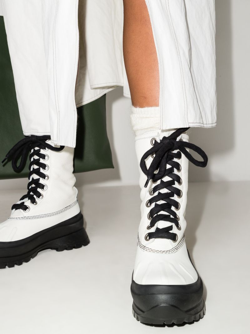 White Chunky Leather Boots