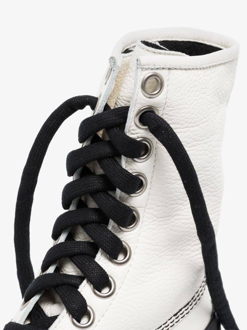 White Chunky Leather Boots