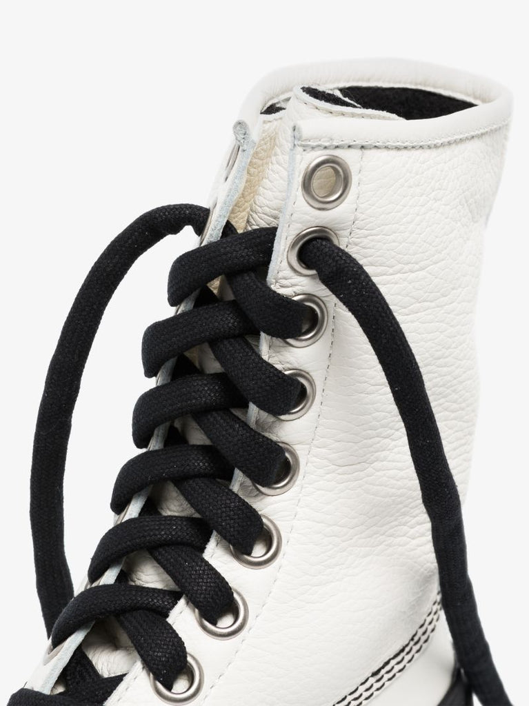 White Chunky Leather Boots