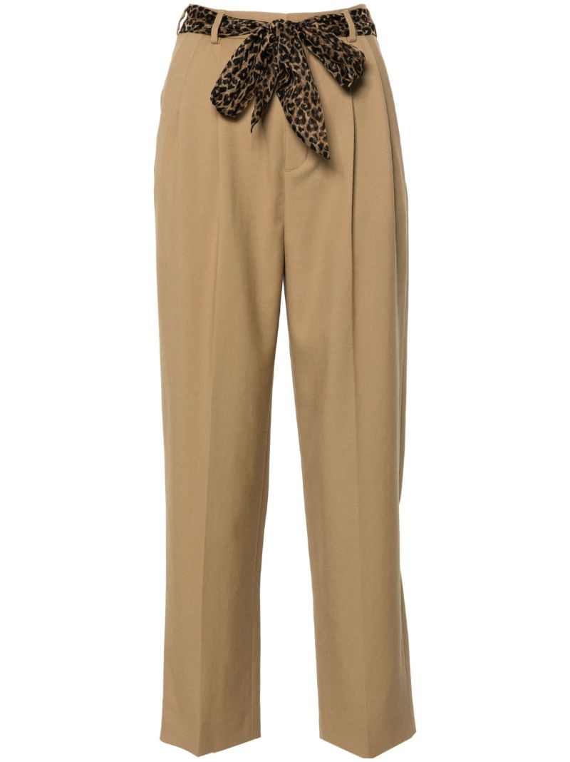 Neutral Wide-leg Belted Trousers