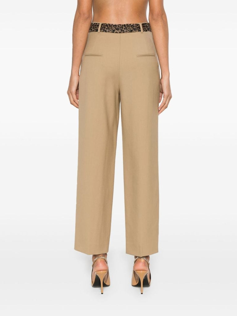 Neutral Wide-leg Belted Trousers