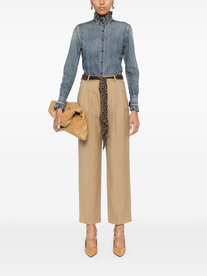 Neutral Wide-leg Belted Trousers