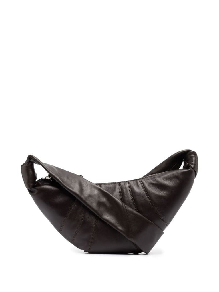 Brown Small Croissant Leather Messenger Bag