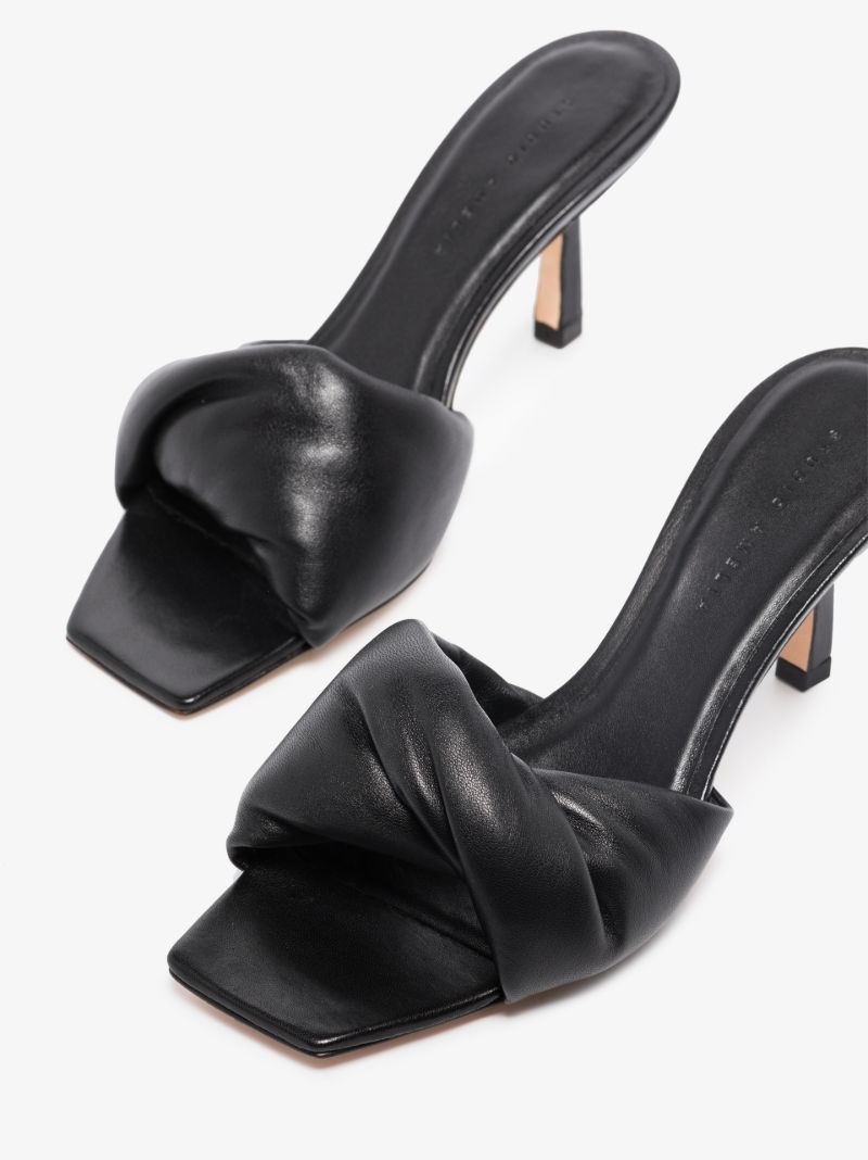 Black Twist Front 75 Leather Sandals