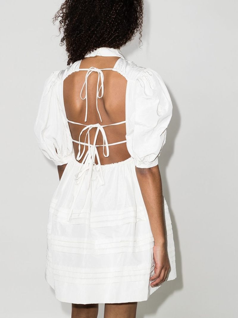 Rose Embroidered Silk Mini Dress