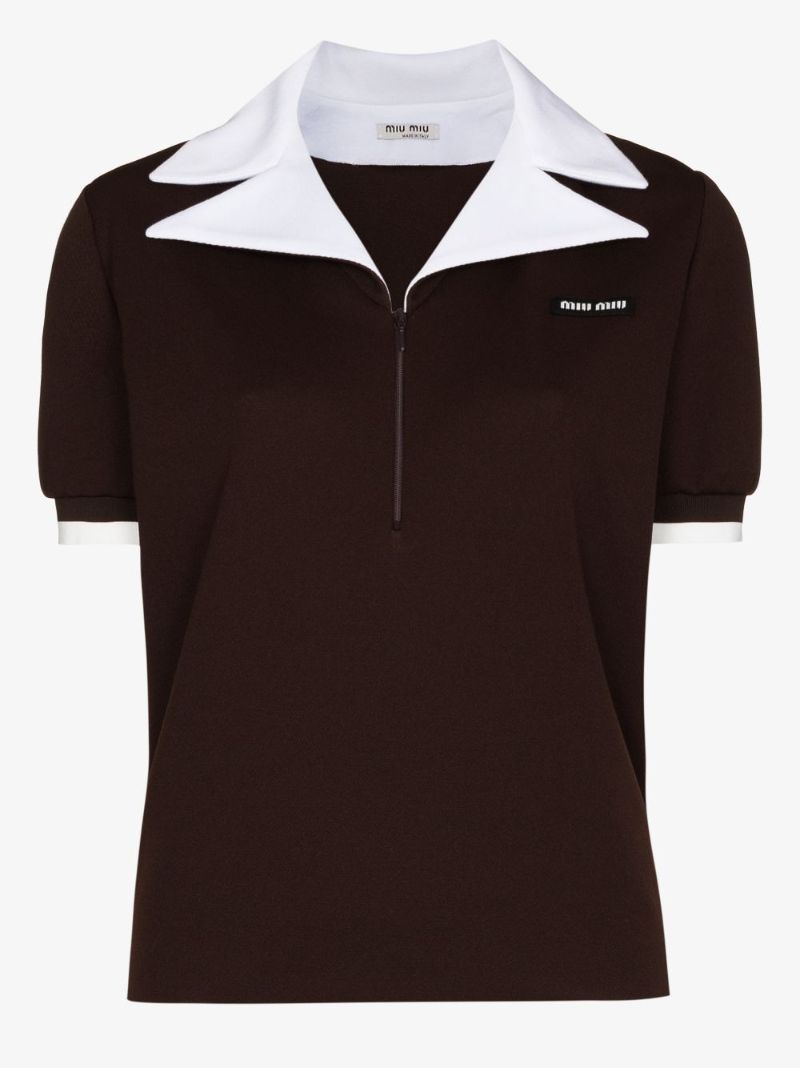 Contrast Collar Cotton Polo Shirt