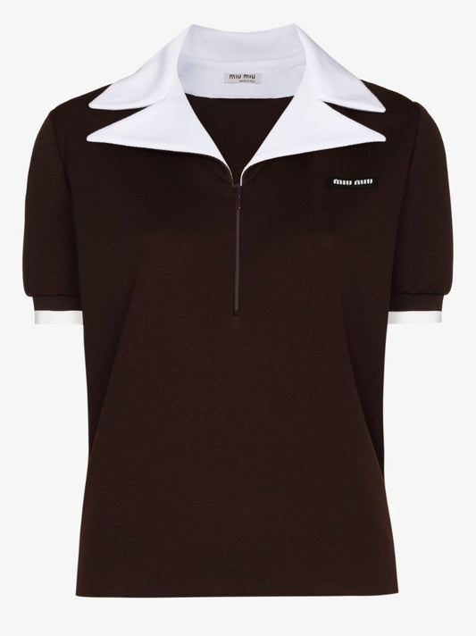 Contrast Collar Cotton Polo Shirt