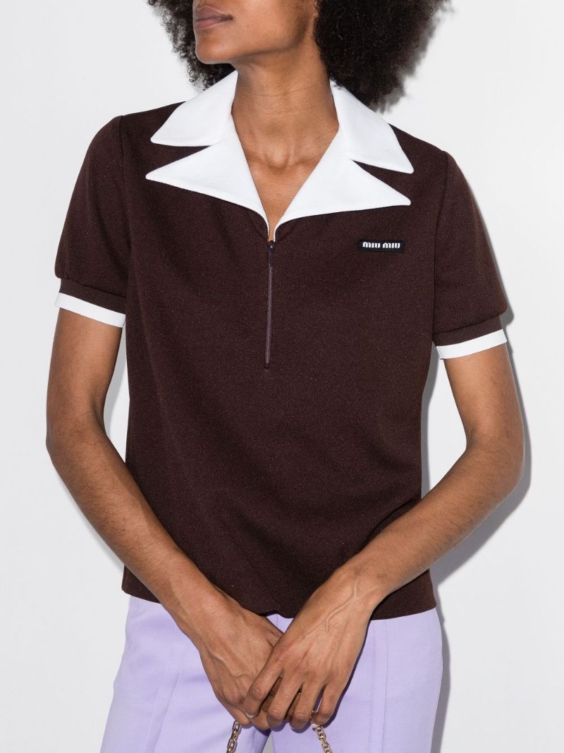 Contrast Collar Cotton Polo Shirt