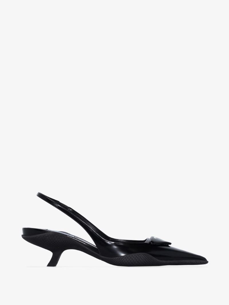 Black 55 Leather Slingback Pumps