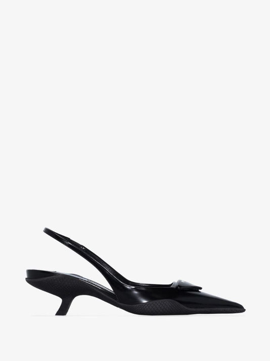 Black 55 Leather Slingback Pumps