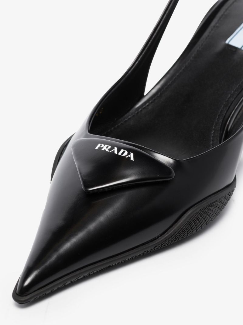 Black 55 Leather Slingback Pumps