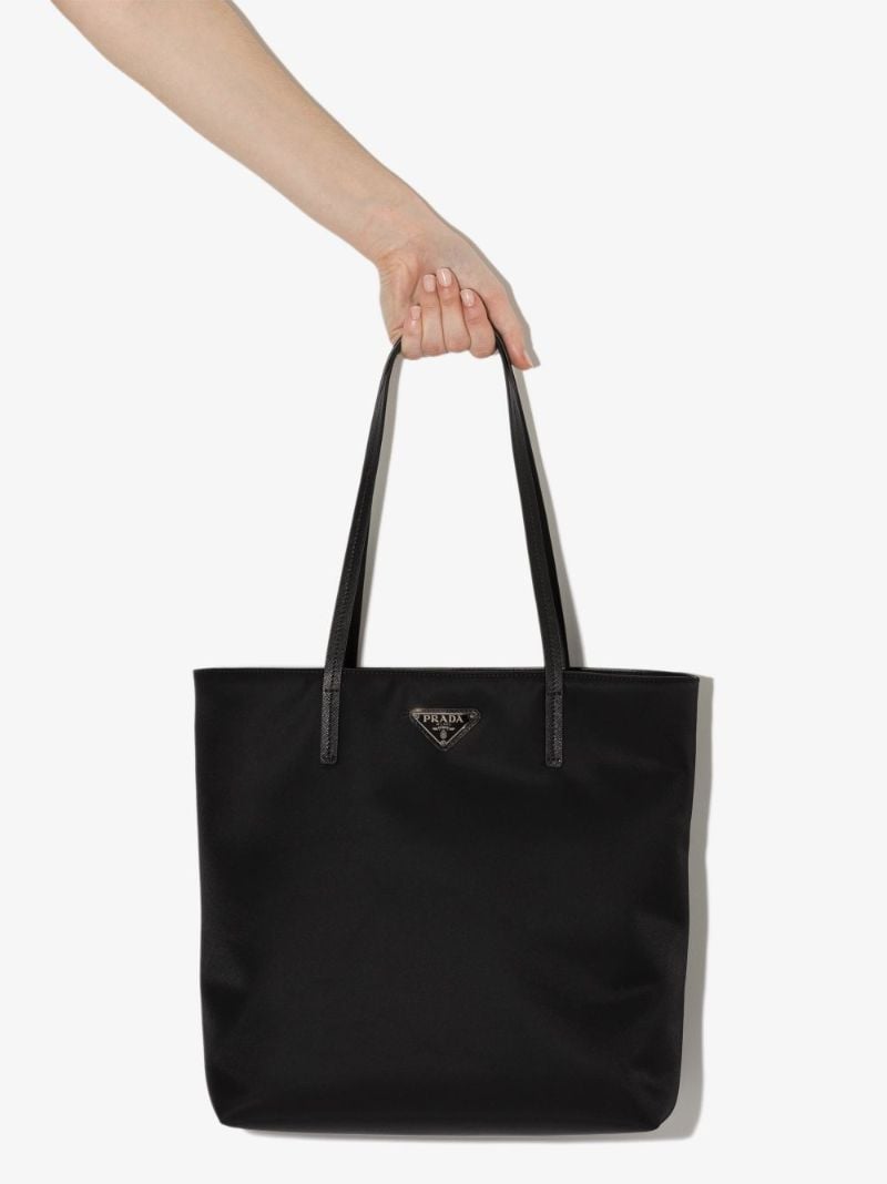 Black Shopping Leather Tote Bag