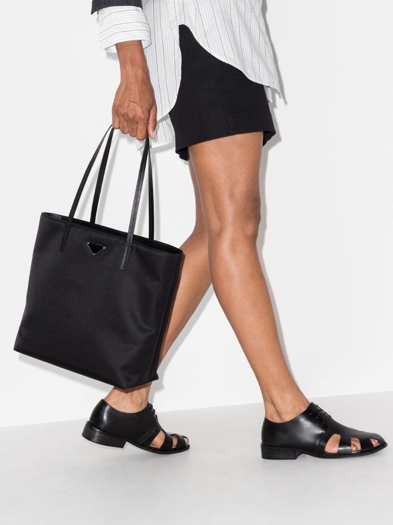 Black Shopping Leather Tote Bag