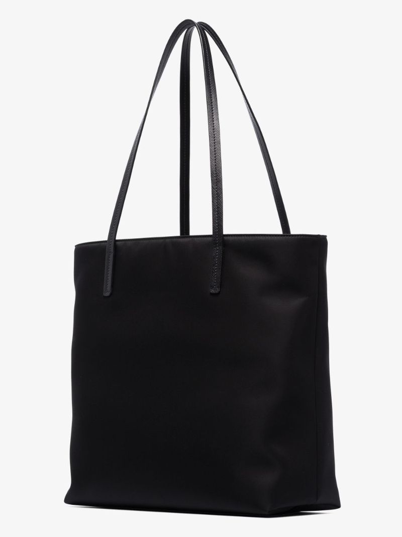 Black Shopping Leather Tote Bag