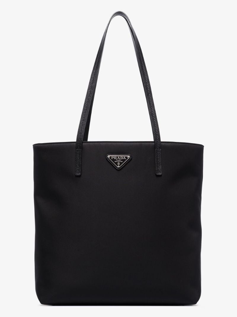 Black Shopping Leather Tote Bag