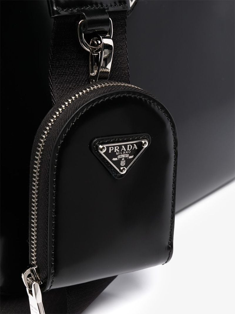 Black Logo Patent Leather Tote Bag