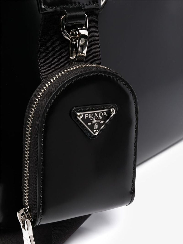 Black Logo Patent Leather Tote Bag