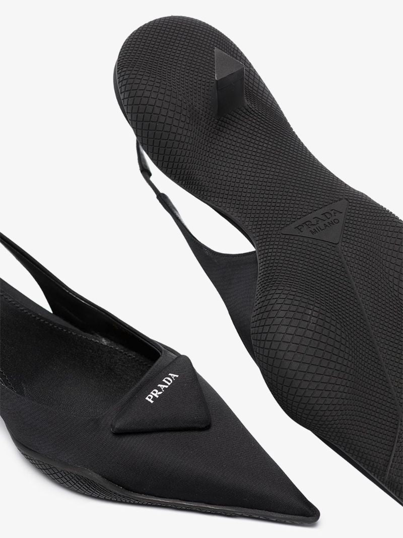 Black 30 Slingback Leather Pumps