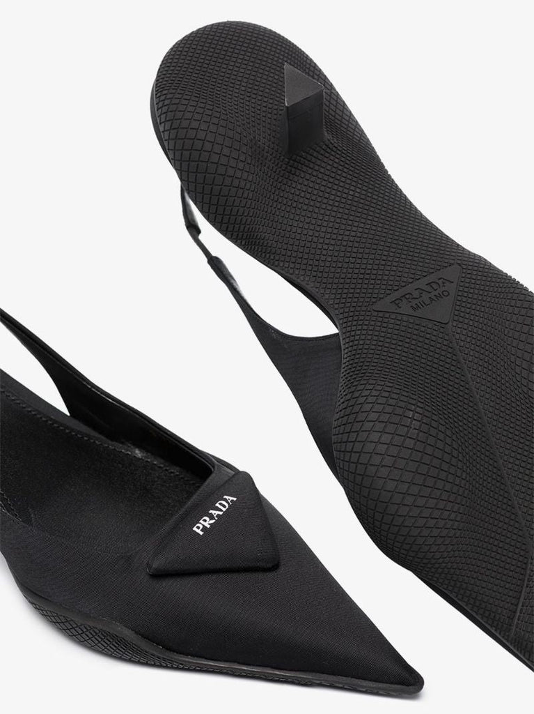 Black 30 Slingback Leather Pumps