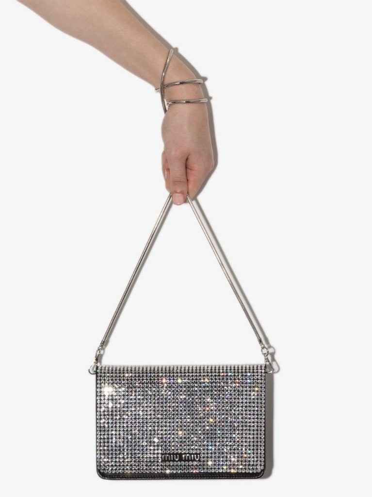 Black and Silver Starlight Embellished Clutch Bag
