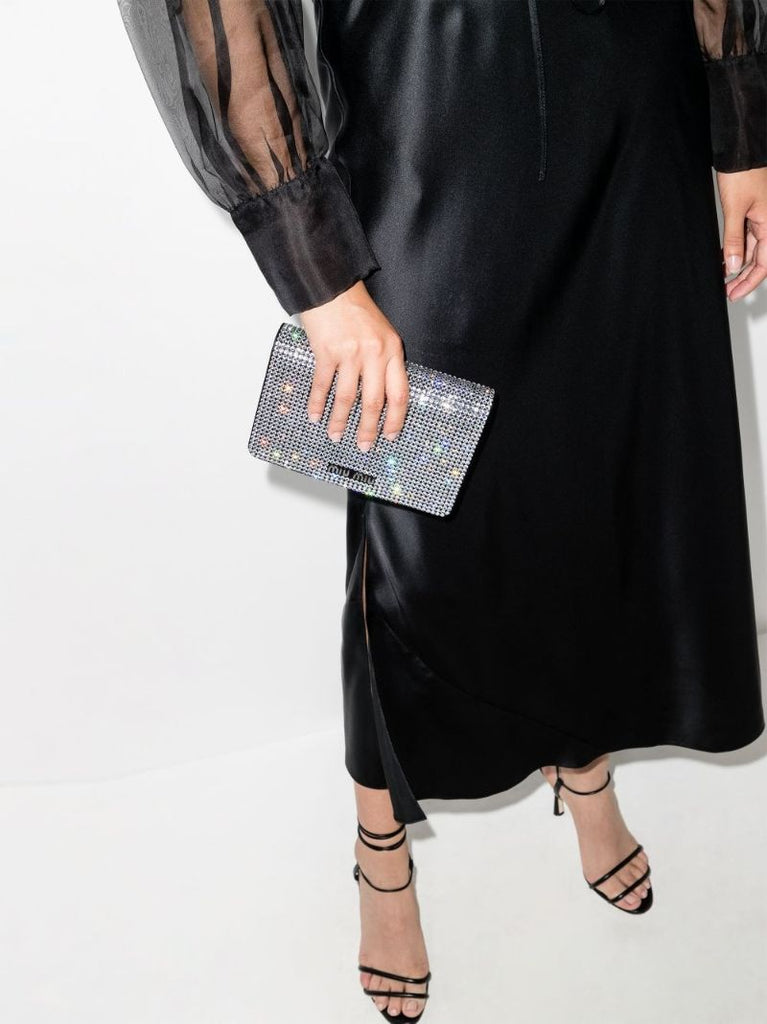 Black and Silver Starlight Embellished Clutch Bag