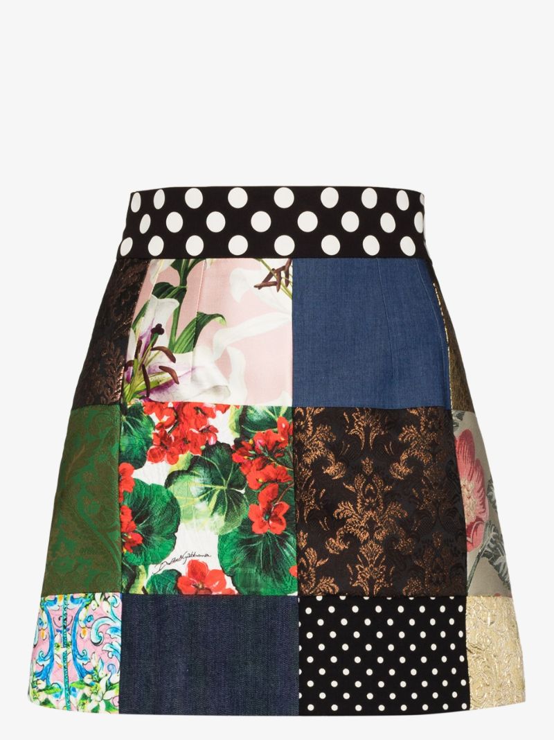Patchwork Print Mini Skirt