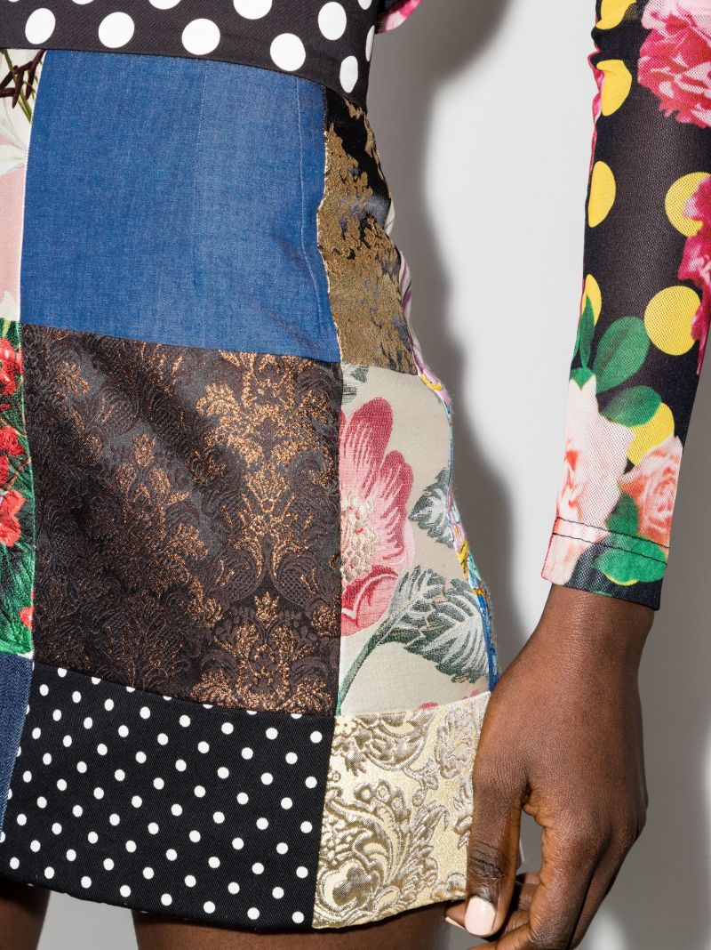 Patchwork Print Mini Skirt