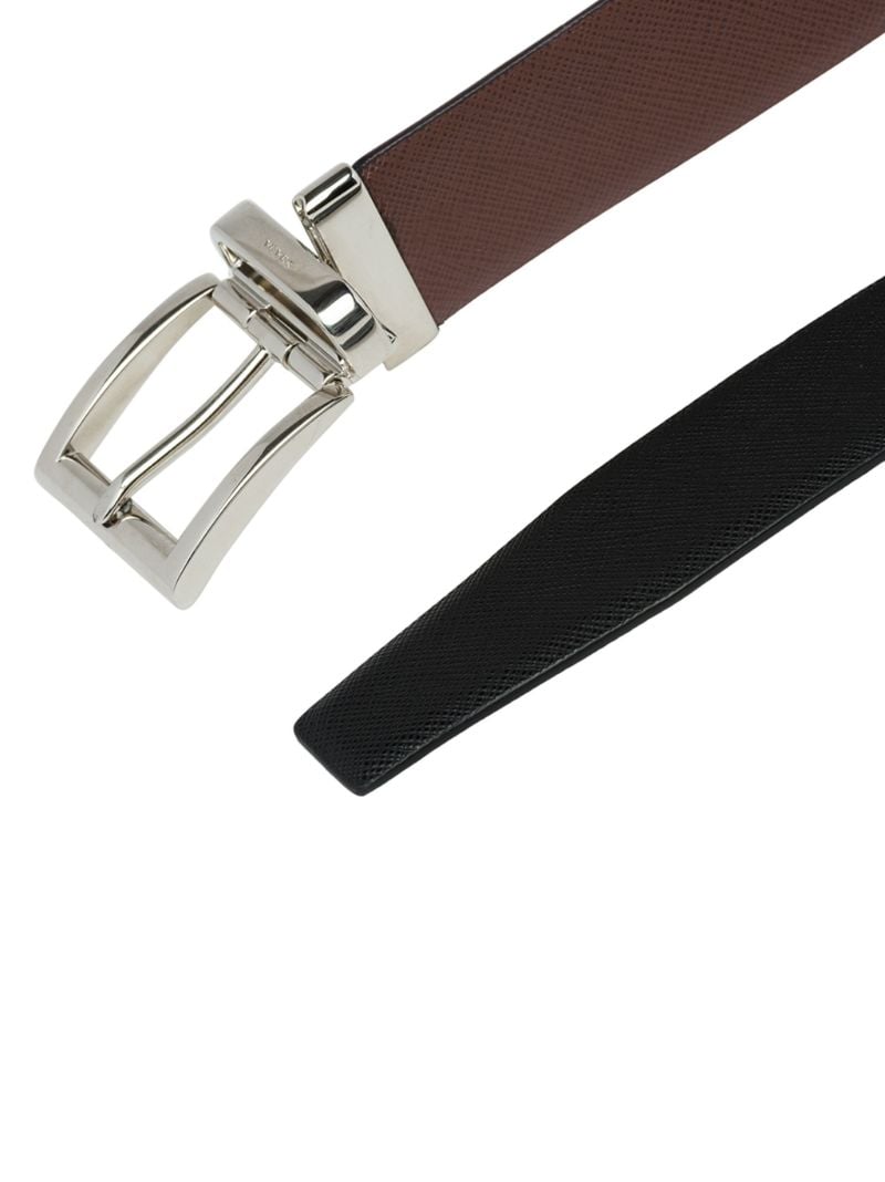 Black Saffiano Leather Reversible Belt