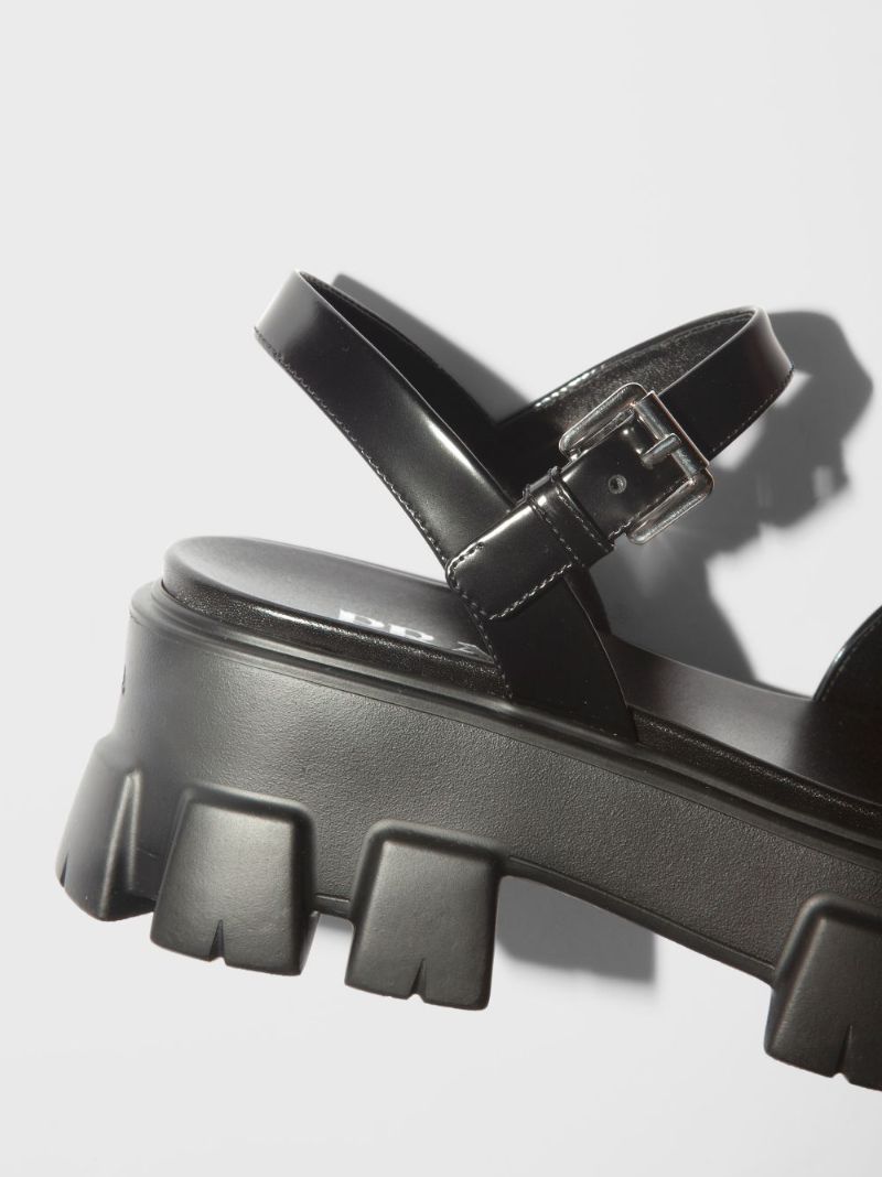 Black Monolith 55 Platform Leather Sandals