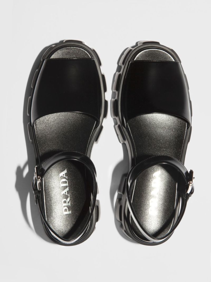 Black Monolith 55 Platform Leather Sandals