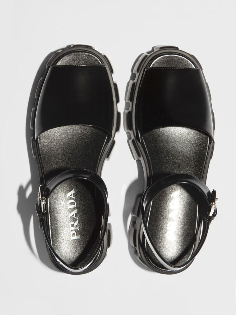 Black Monolith 55 Platform Leather Sandals