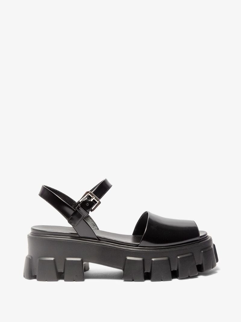 Black Monolith 55 Platform Leather Sandals