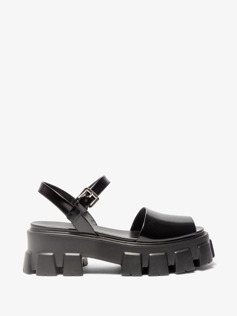 Black Monolith 55 Platform Leather Sandals
