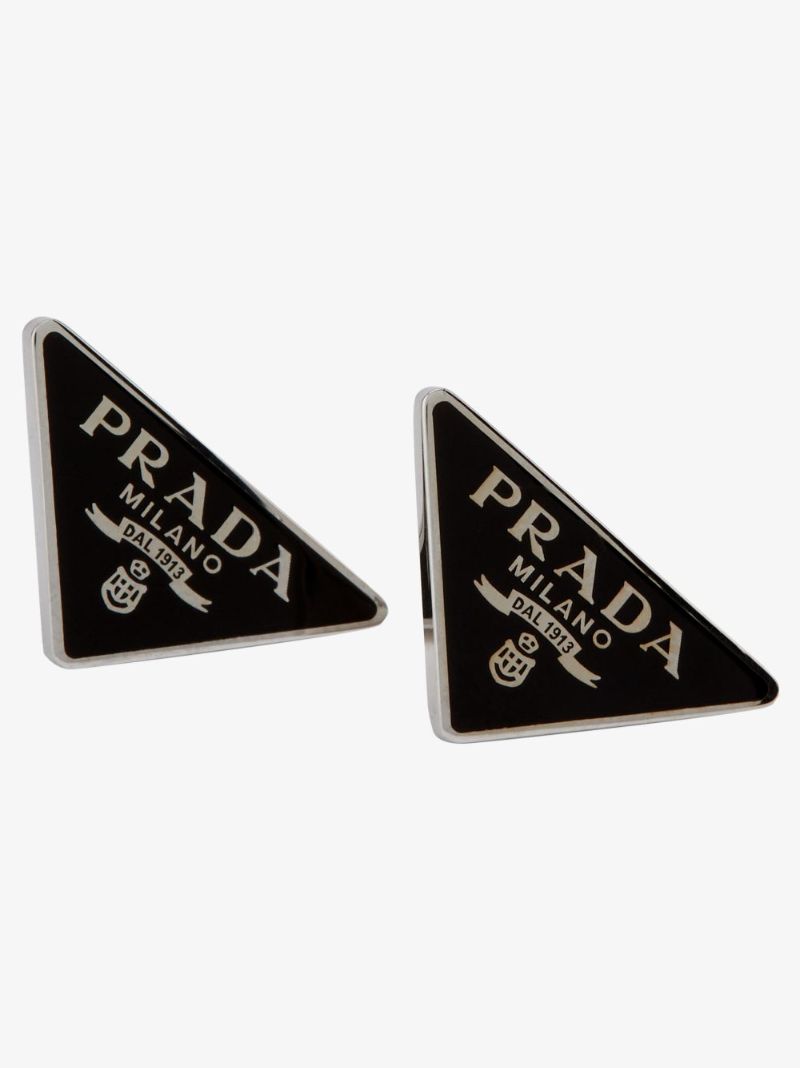 Silver Tone and Black Symbole Stud Earrings