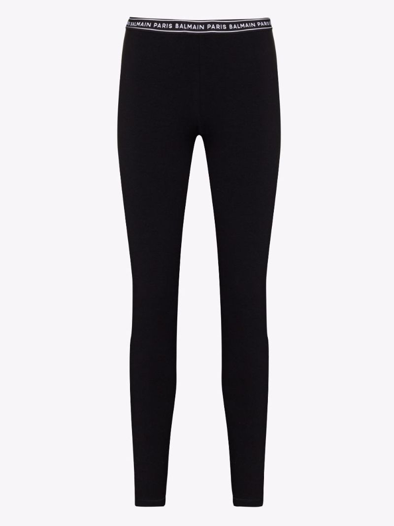 Black Logo Waistband Leggings