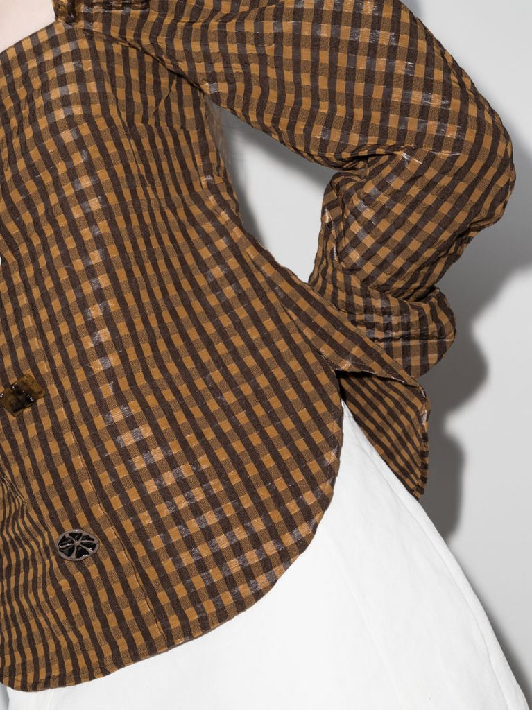 Maya Puff Sleeve Checked Blouse