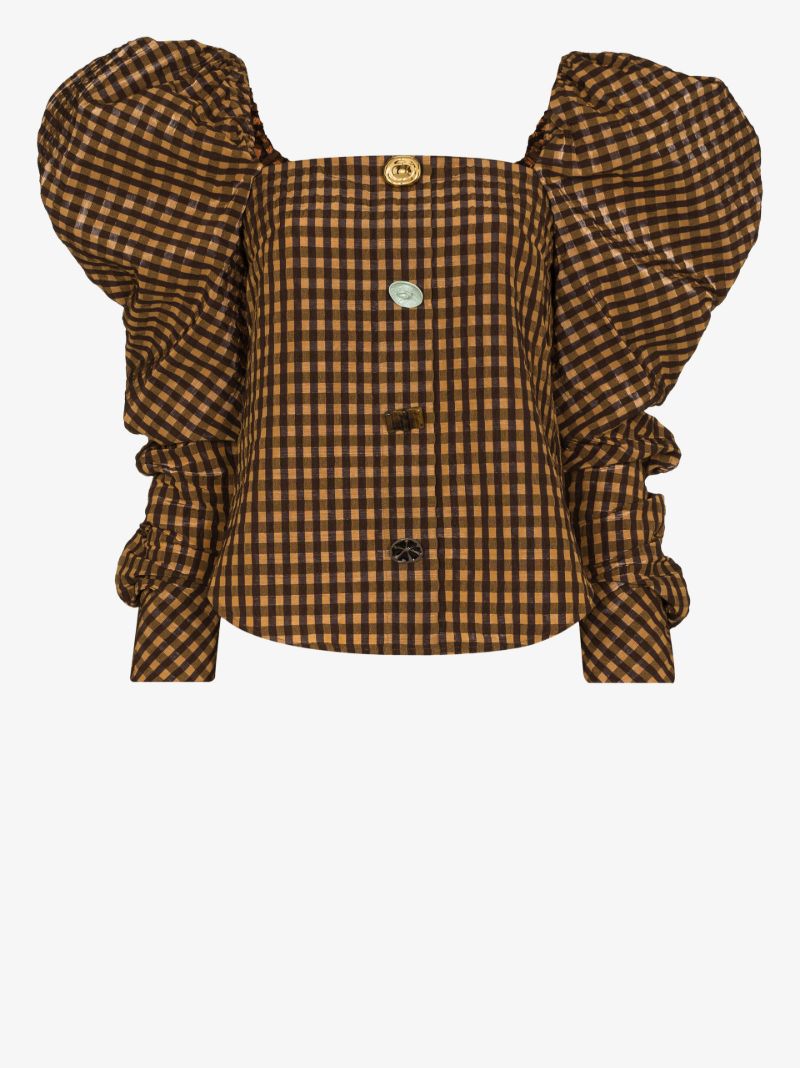 Maya Puff Sleeve Checked Blouse
