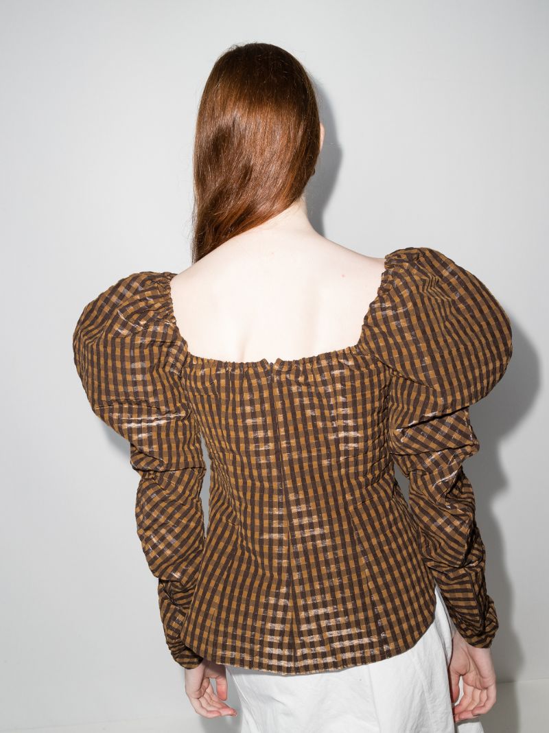 Maya Puff Sleeve Checked Blouse