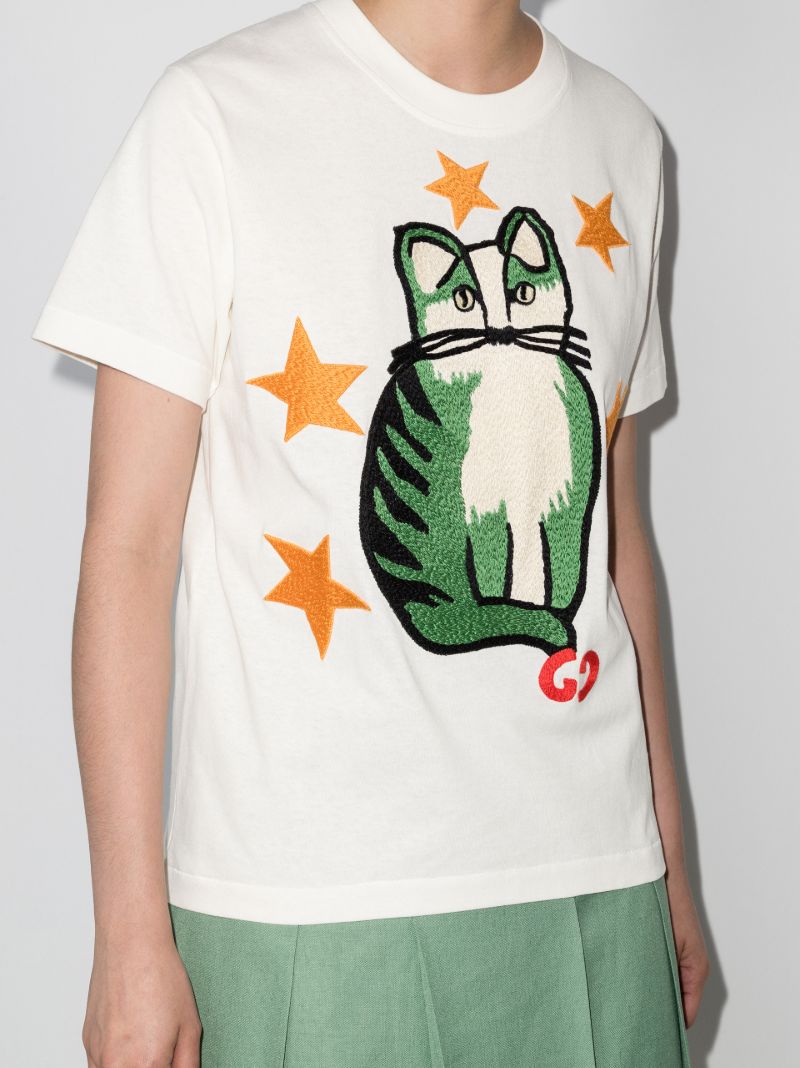 Star Cat Embroidered T-shirt