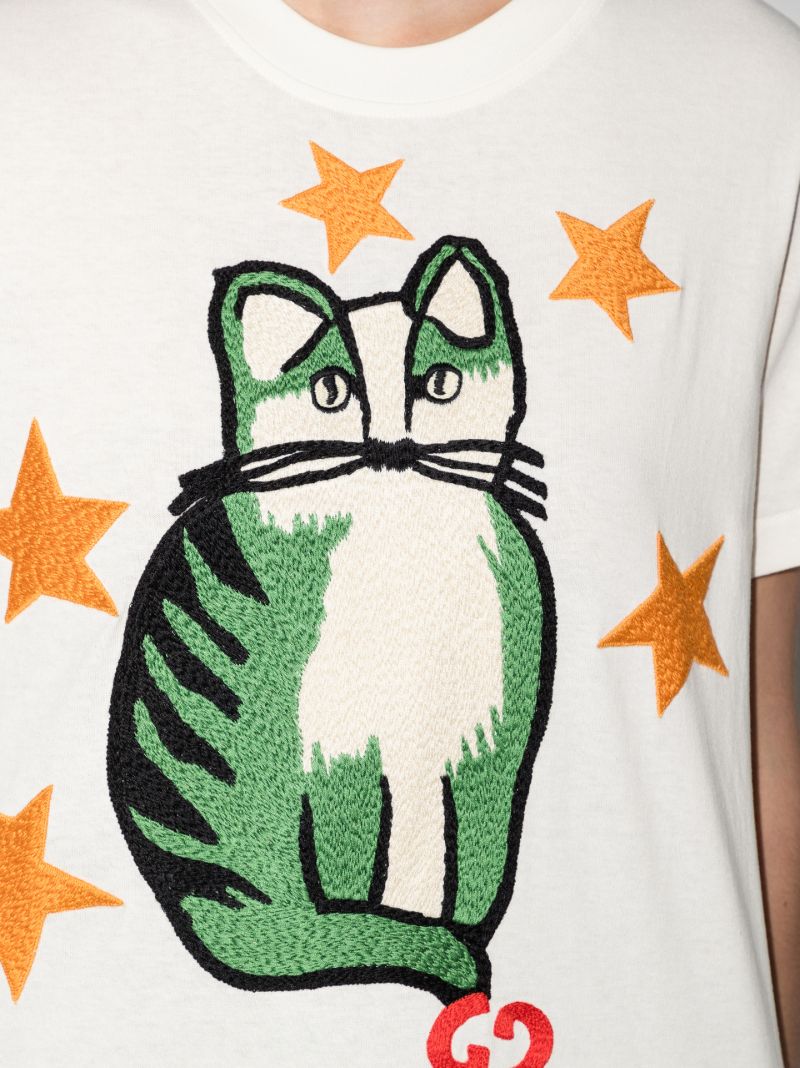 Star Cat Embroidered T-shirt