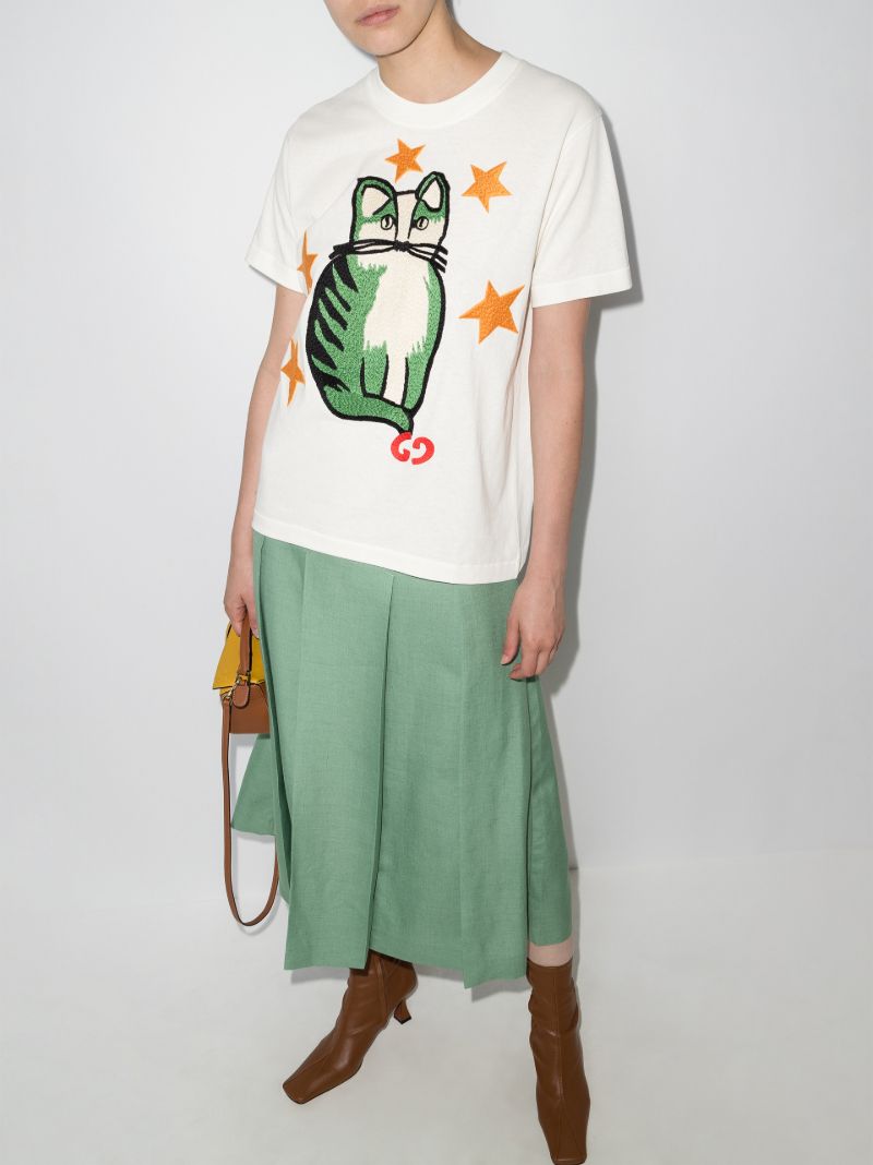Star Cat Embroidered T-shirt