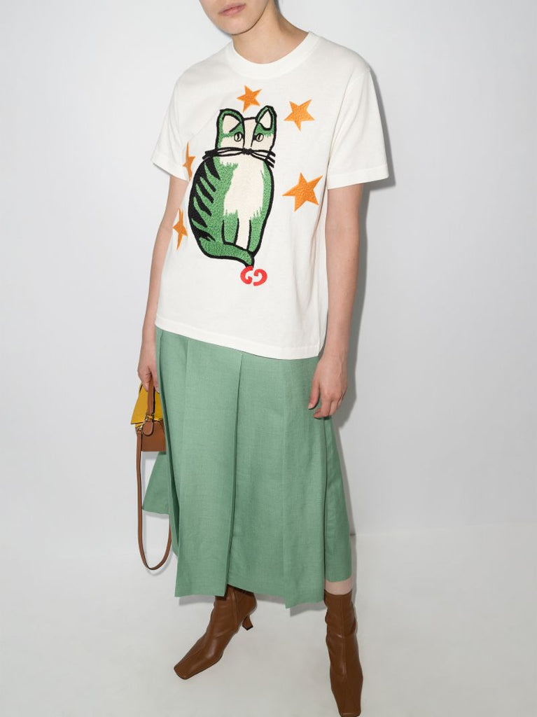 Star Cat Embroidered T-shirt
