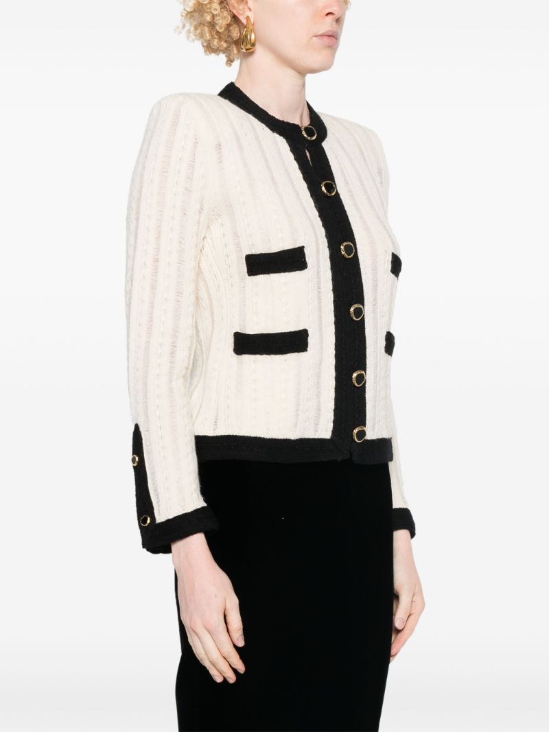 White Tailored Ribbed Wool Jacket