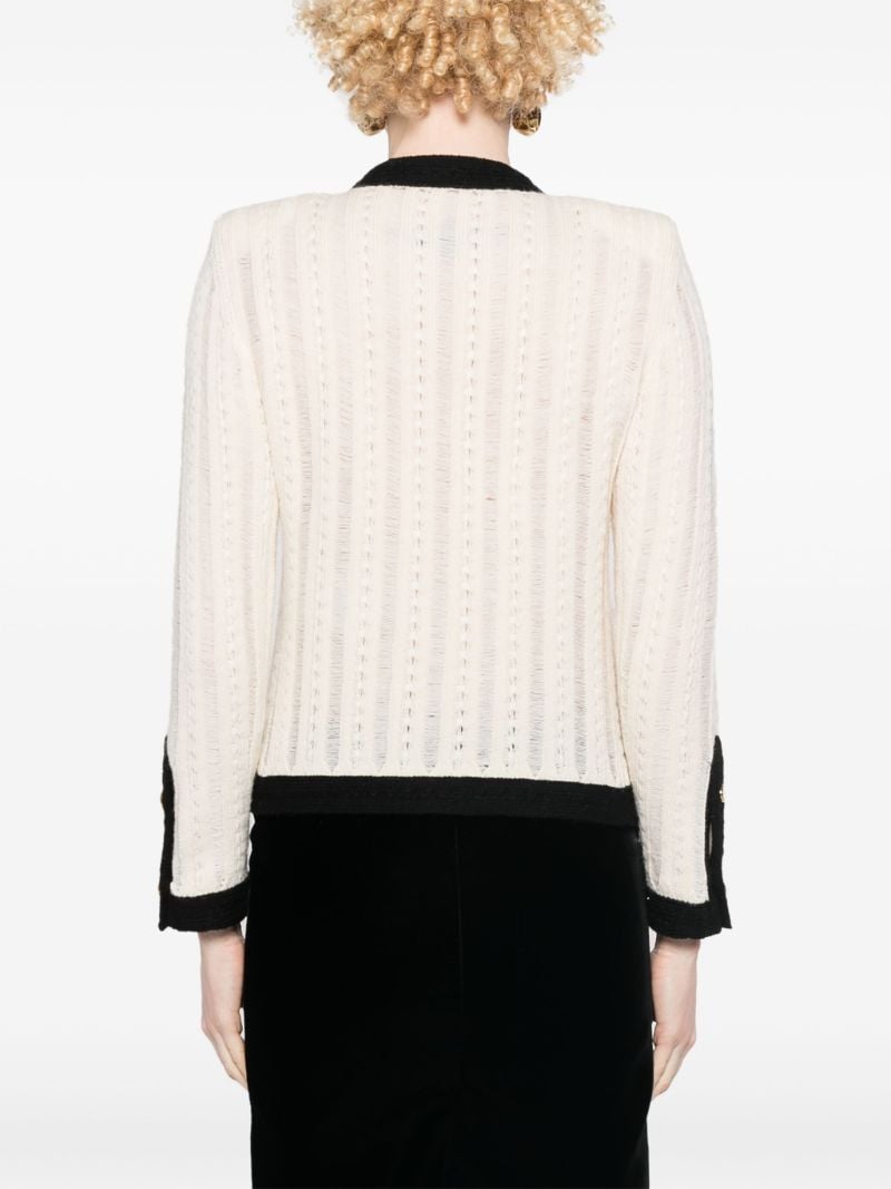 White Tailored Ribbed Wool Jacket