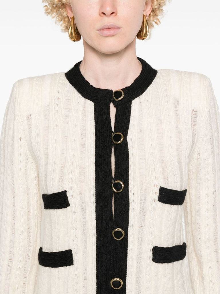 White Tailored Ribbed Wool Jacket