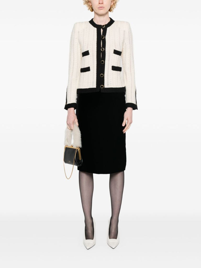 White Tailored Ribbed Wool Jacket